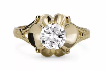 Пръстен Винтидж крафт Циркон 14K жълто злато vrc377y